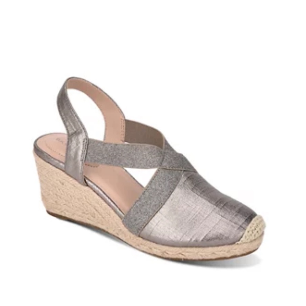 Bandolino Metallic Woven Wedge Sandals